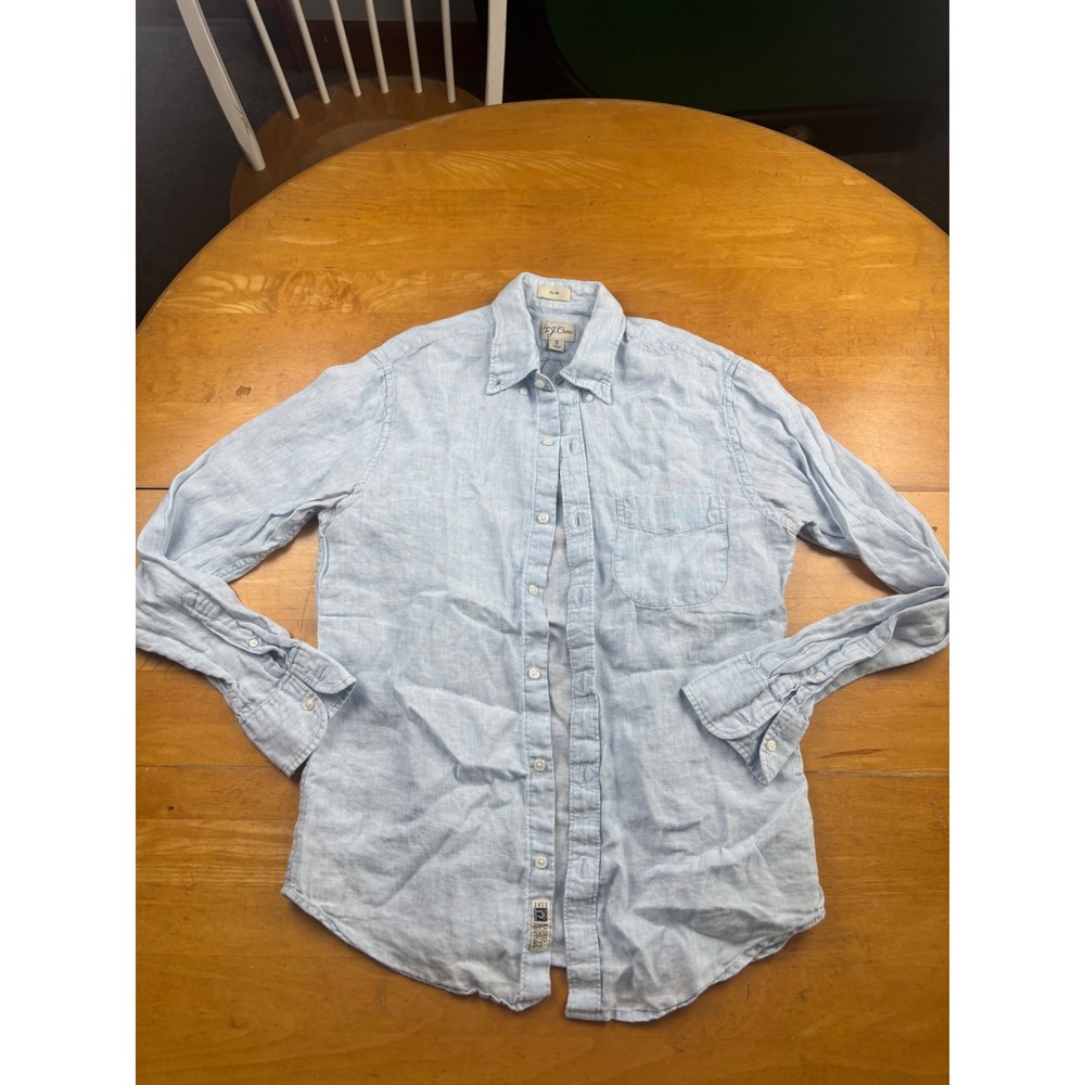 J.Crew Baird McNutt Irish Linen Shirt Slim Fit Light Blue Long Sleeve Small